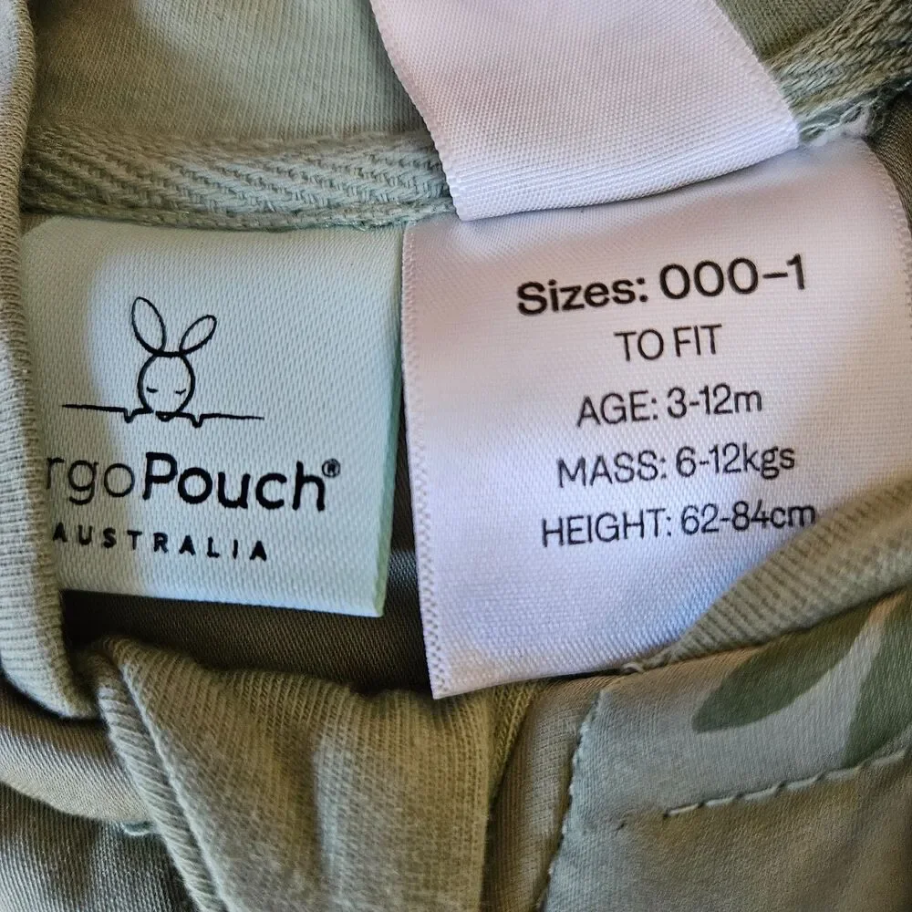 Ergo Pouch Australia Sage Green Sleep Suit Sack 2.5 TOG Size 000-1 3-12 Months